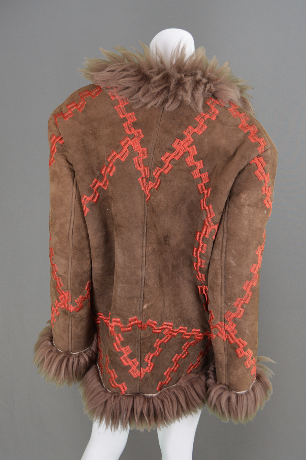 Vintage 70s Afghan Coat Embroidered Sheepskin Mongolian Lamb Hippy Jacket Boho eBay