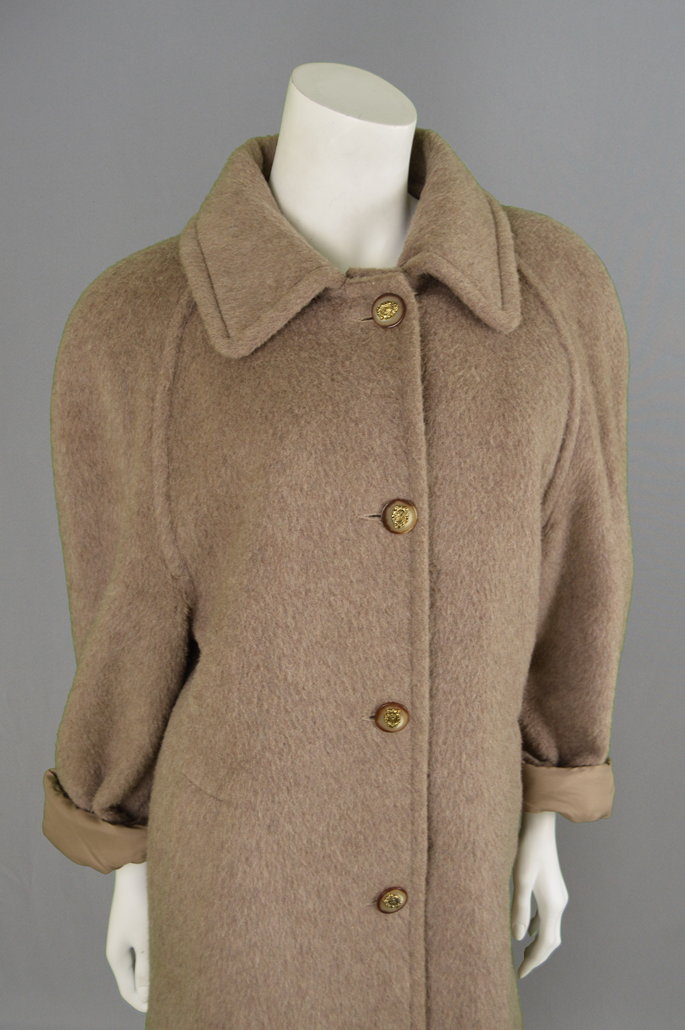 Vintage 80s Brown Llama Wool Coat Oversized Jacket Womens Large Fuzzy