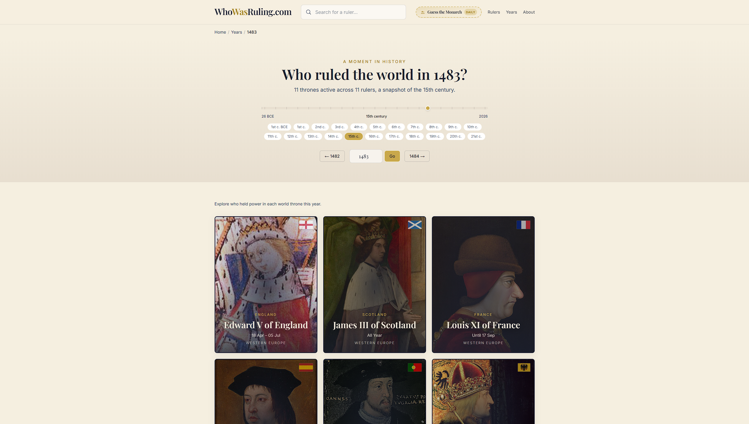 Who ruled the world in 1483 year browser